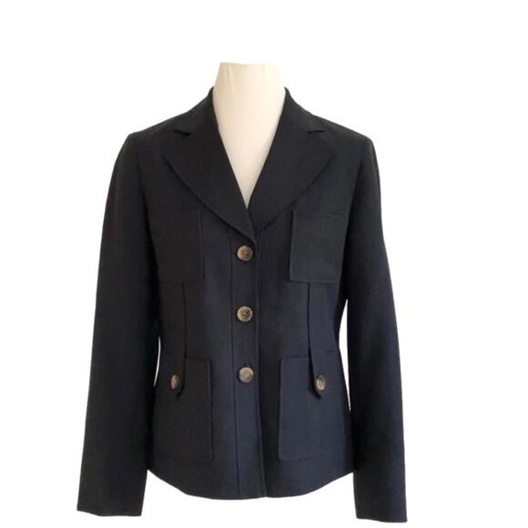 Evan Picone Suits Blue Button Front Safari Business Career Blazer Jacket Size 8 - Picture 1 of 11
